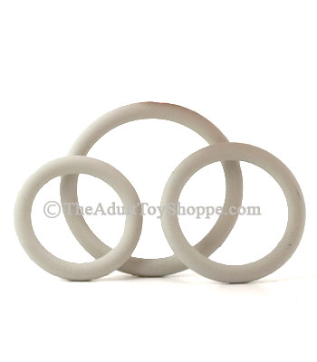 3 Rubber Cock Rings - White