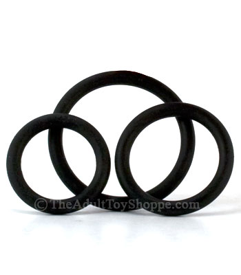 3 Rubber Cock Rings - Black