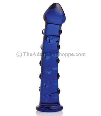 Nubby Blue Glass Dildo