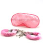 Pink furry handcuffs with blindfold mask