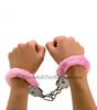 Pink furry handcuffs with blindfold mask