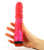 Hot Pink Twister Textured Jelly Vibrator - held by hand