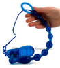 Blue Vibrating Butt Beads - held by hand