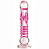 Pink Textured Glass Dildo