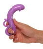 Silicone G spot dildo being held