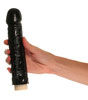 Classic Vibrating Dildo Black - holding at an angle